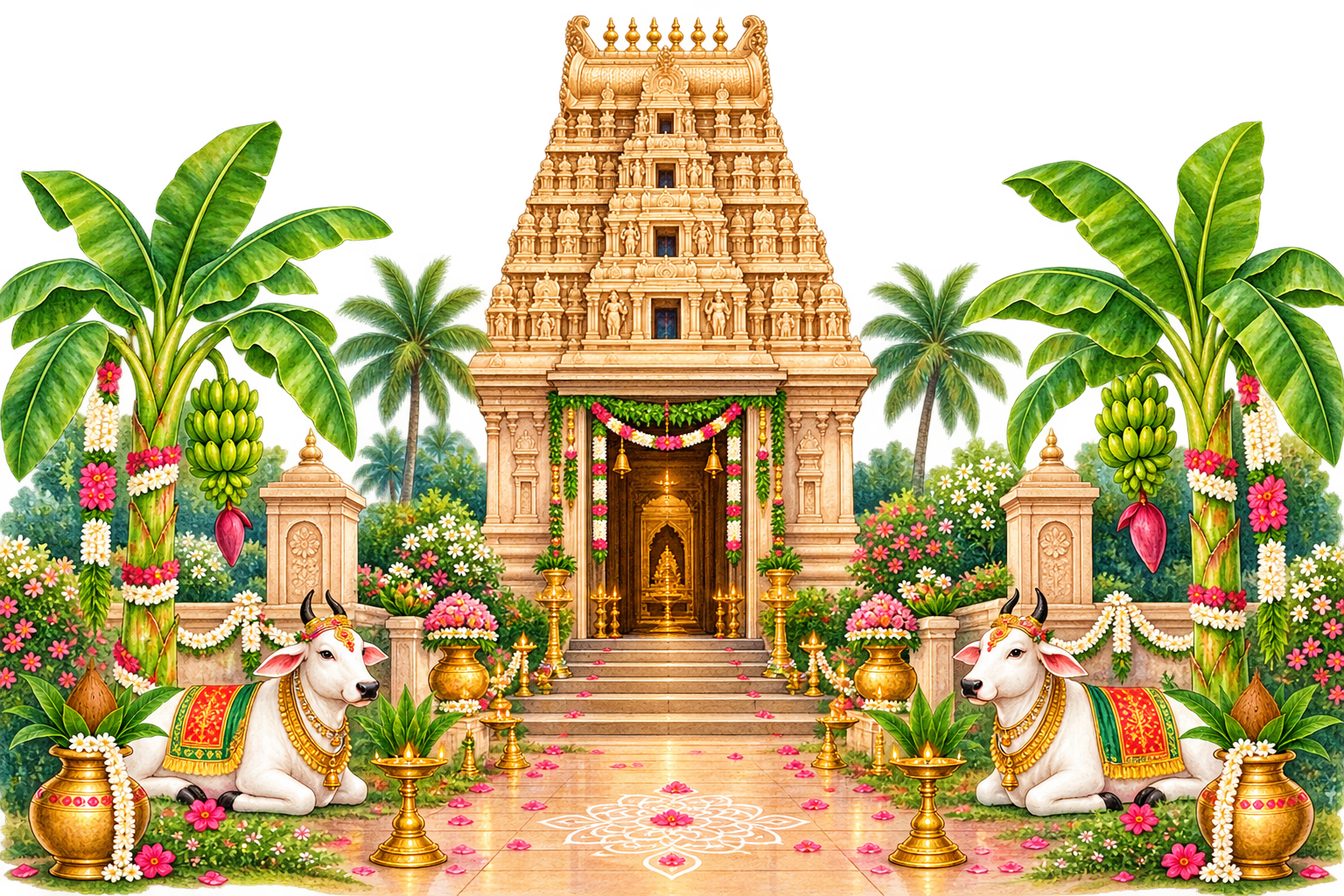 South Indian temple illustration