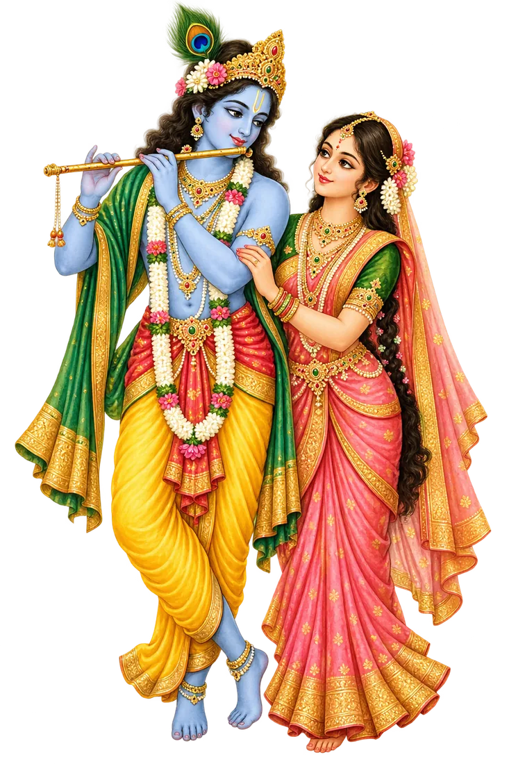 Lord Rama and Sita standing inside the mandapam